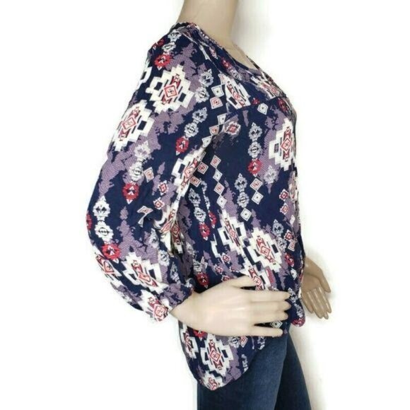 Mossimo Supply Co Womens M Multicolor Patterned Blouse long sleeve fall winter - Picture 5 of 8